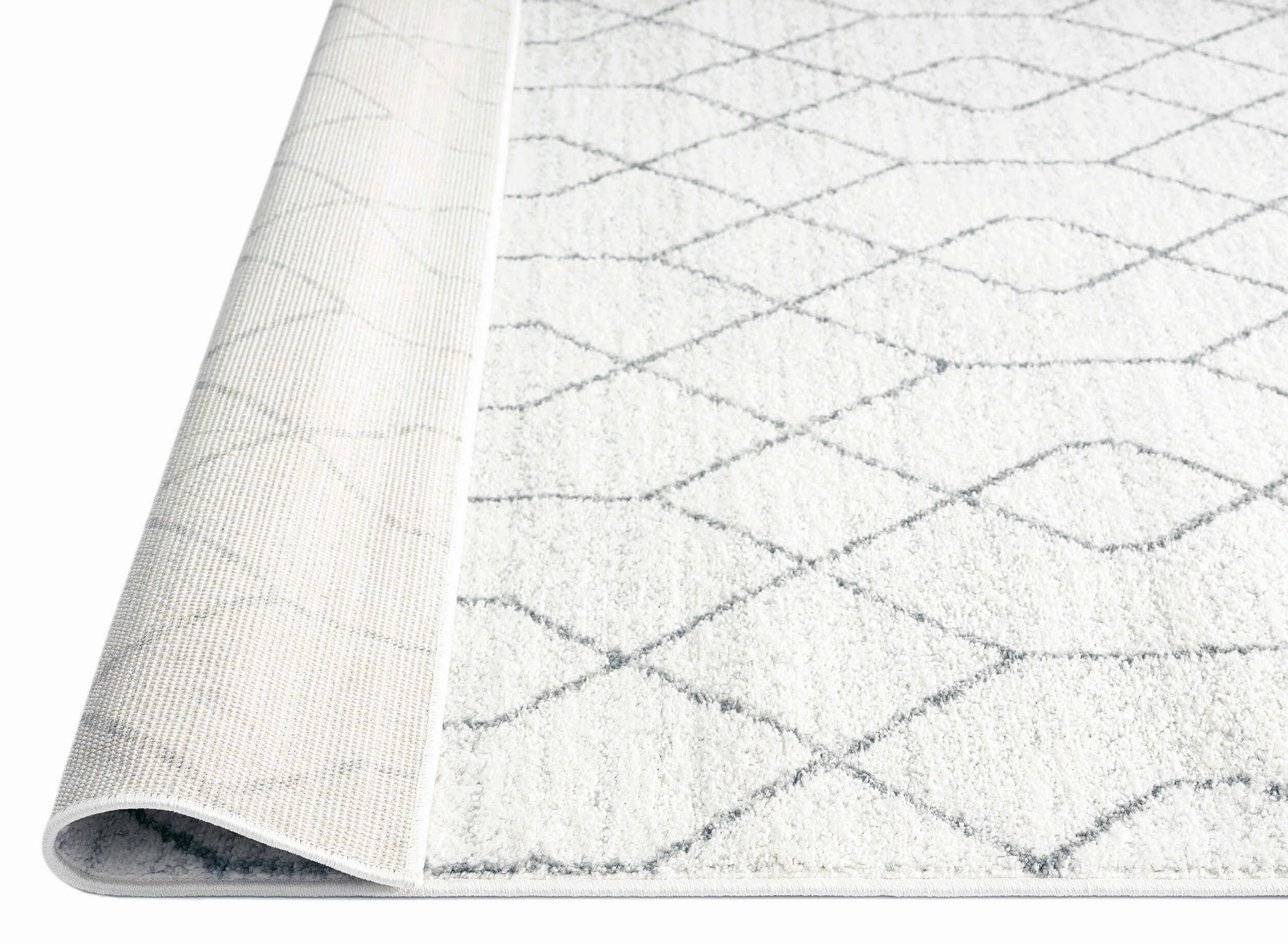 Neda Grey and Ivory Diamond Pattern Rug