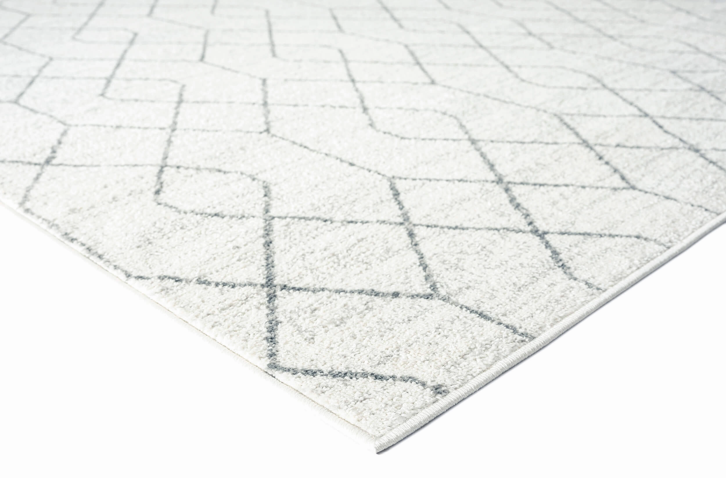 Neda Grey and Ivory Diamond Pattern Rug
