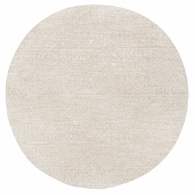 Neewa Beige and Ivory Tribal Transitional Round Rugmodern color block patchwork rug