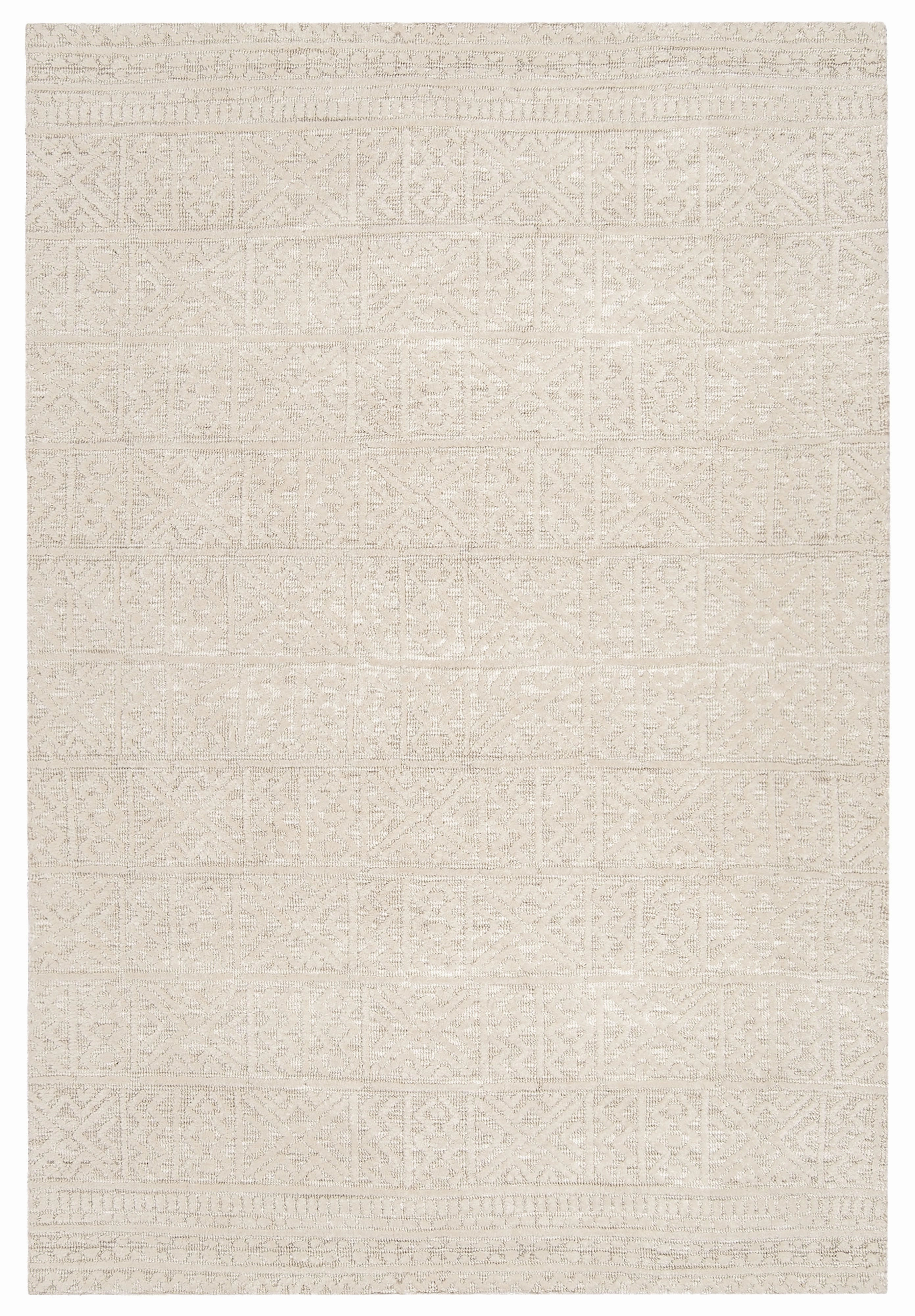 Neewa Beige and Ivory Tribal Transitional Rugmodern color block patchwork rug