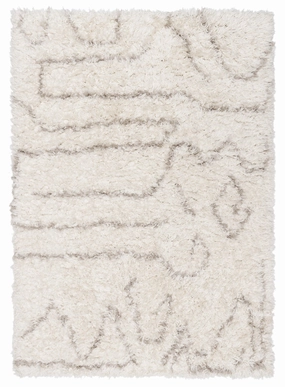 Neriza Cream & Beige Tribal Shag Rugmodern color block patchwork rug
