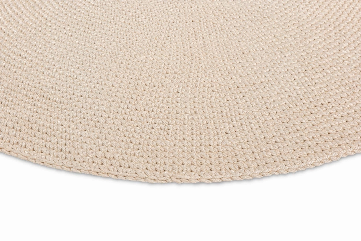 Nessa Beige Crochet Indoor Outdoor Round Rug