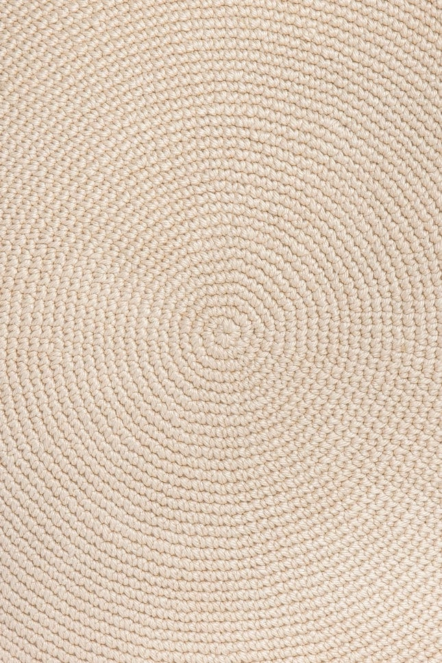 Nessa Beige Crochet Indoor Outdoor Round Rug