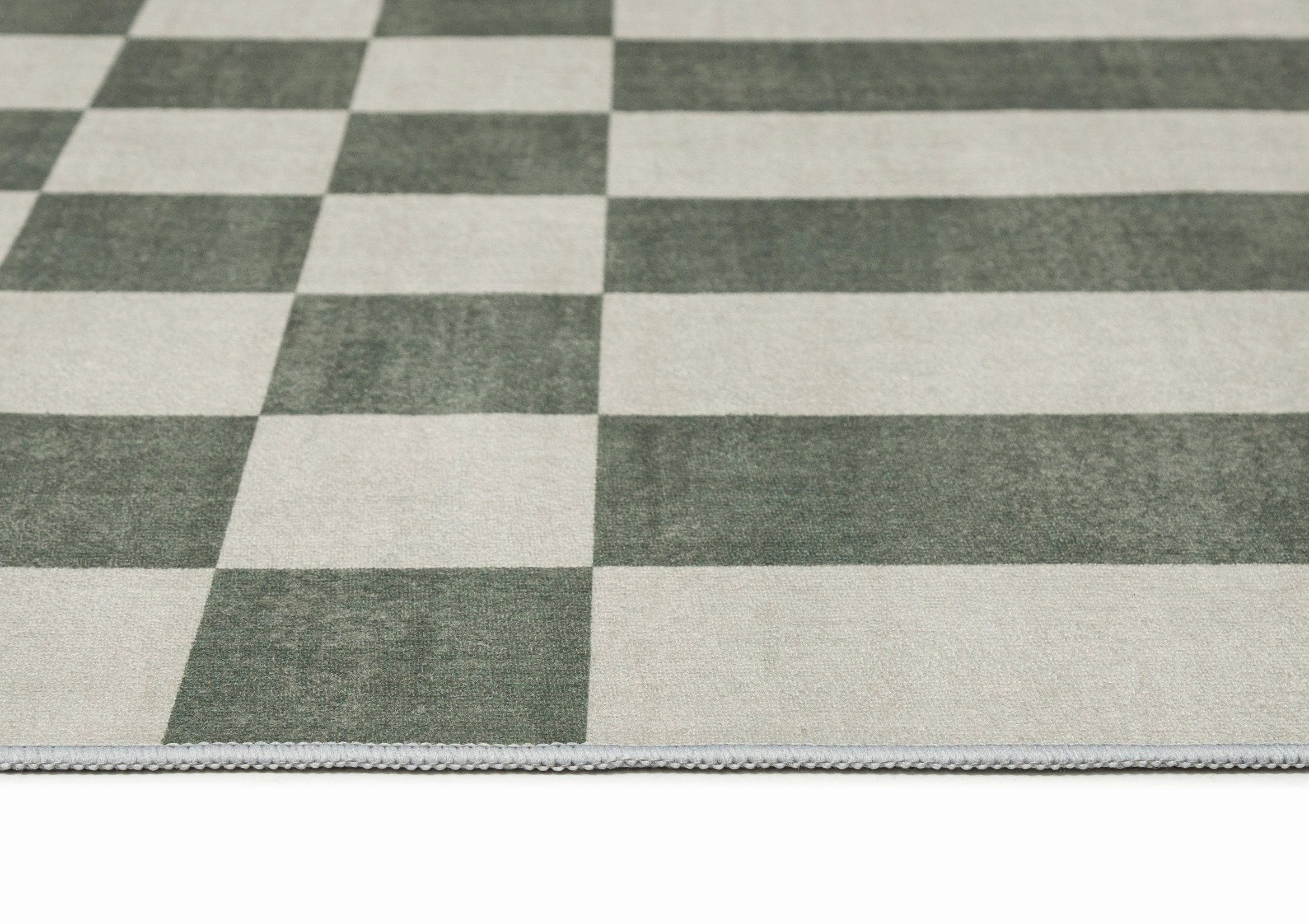 Nicolette Green and White Checkered and Striped Rug