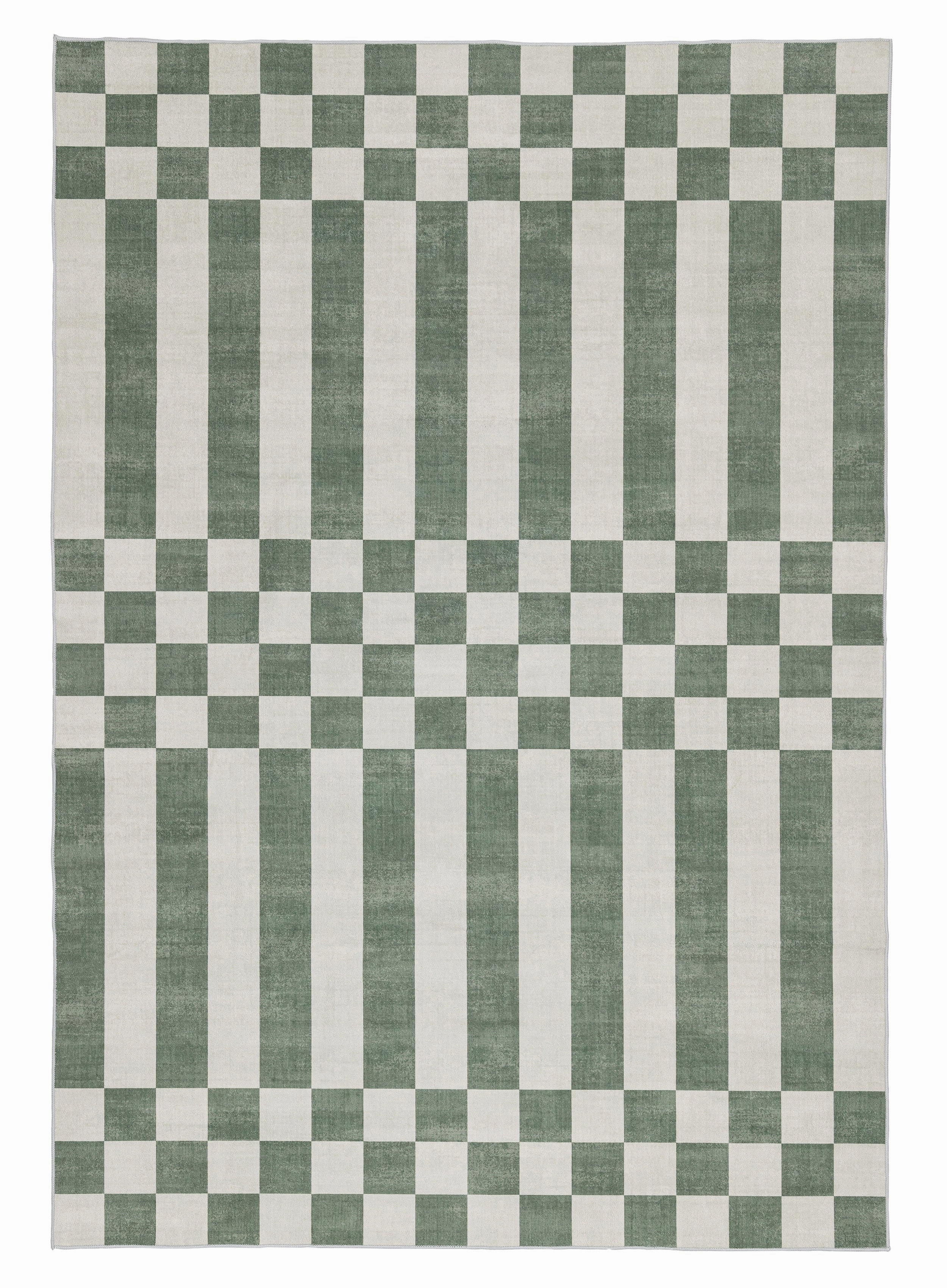 Nicolette Green and White Checkered and Striped Rugmodern color block patchwork rug