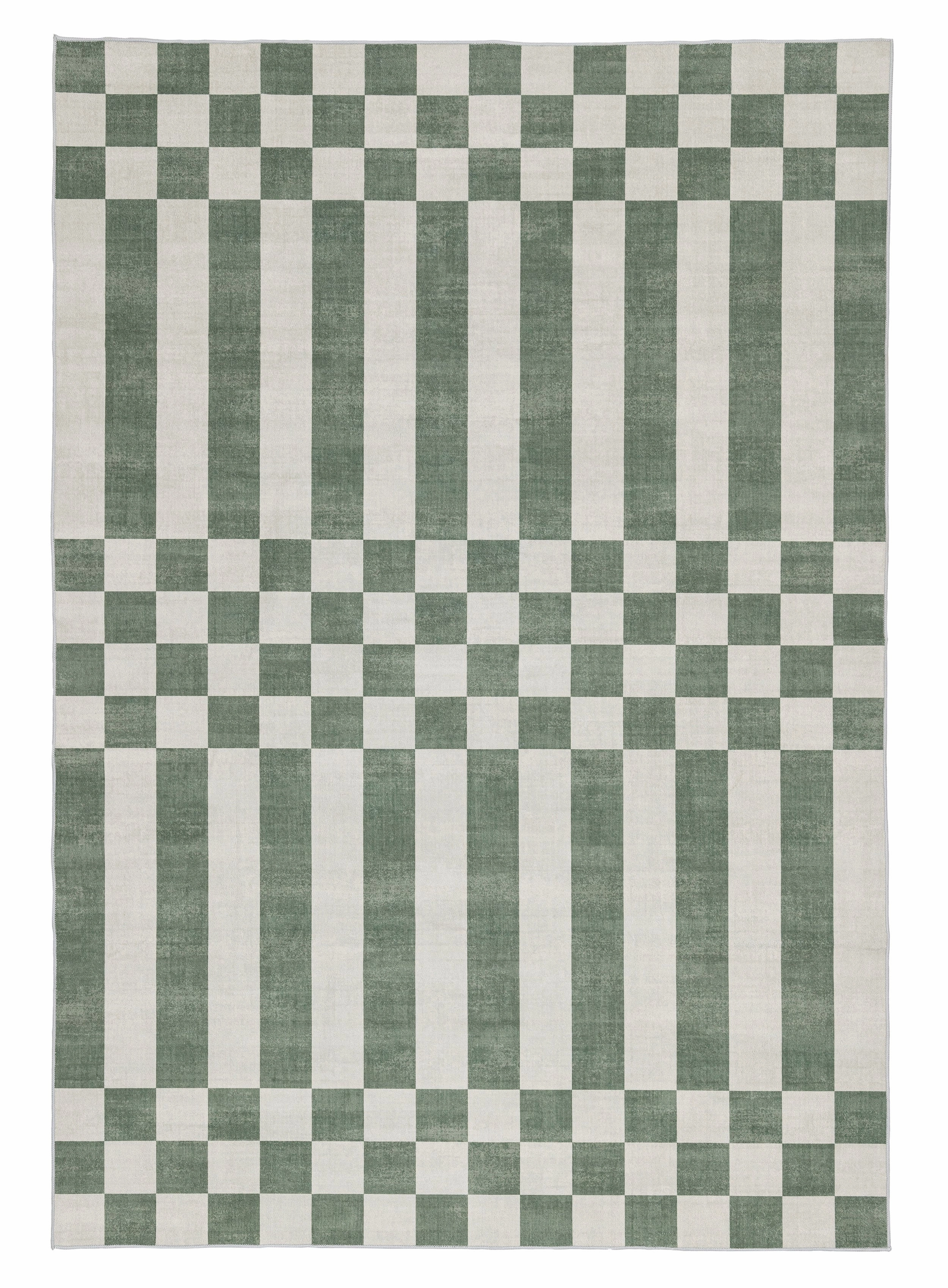 Nicolette Green and White Checkered and Striped Rugmodern color block patchwork rug