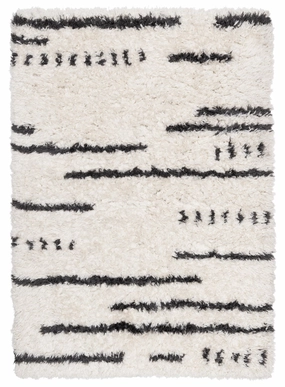 Nidhi Cream & Black Tribal Shag Rug *NO RETURNS UNLESS FAULTYmodern color block patchwork rug