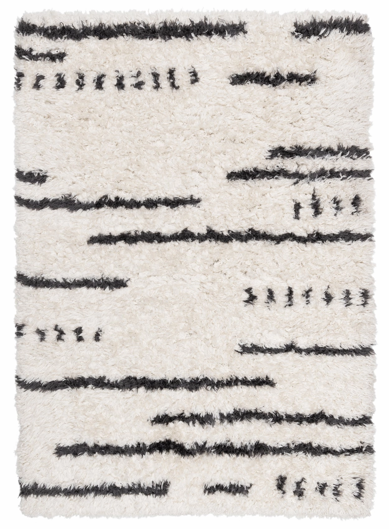 Nidhi Cream & Black Tribal Shag Rug *NO RETURNS UNLESS FAULTYmodern color block patchwork rug