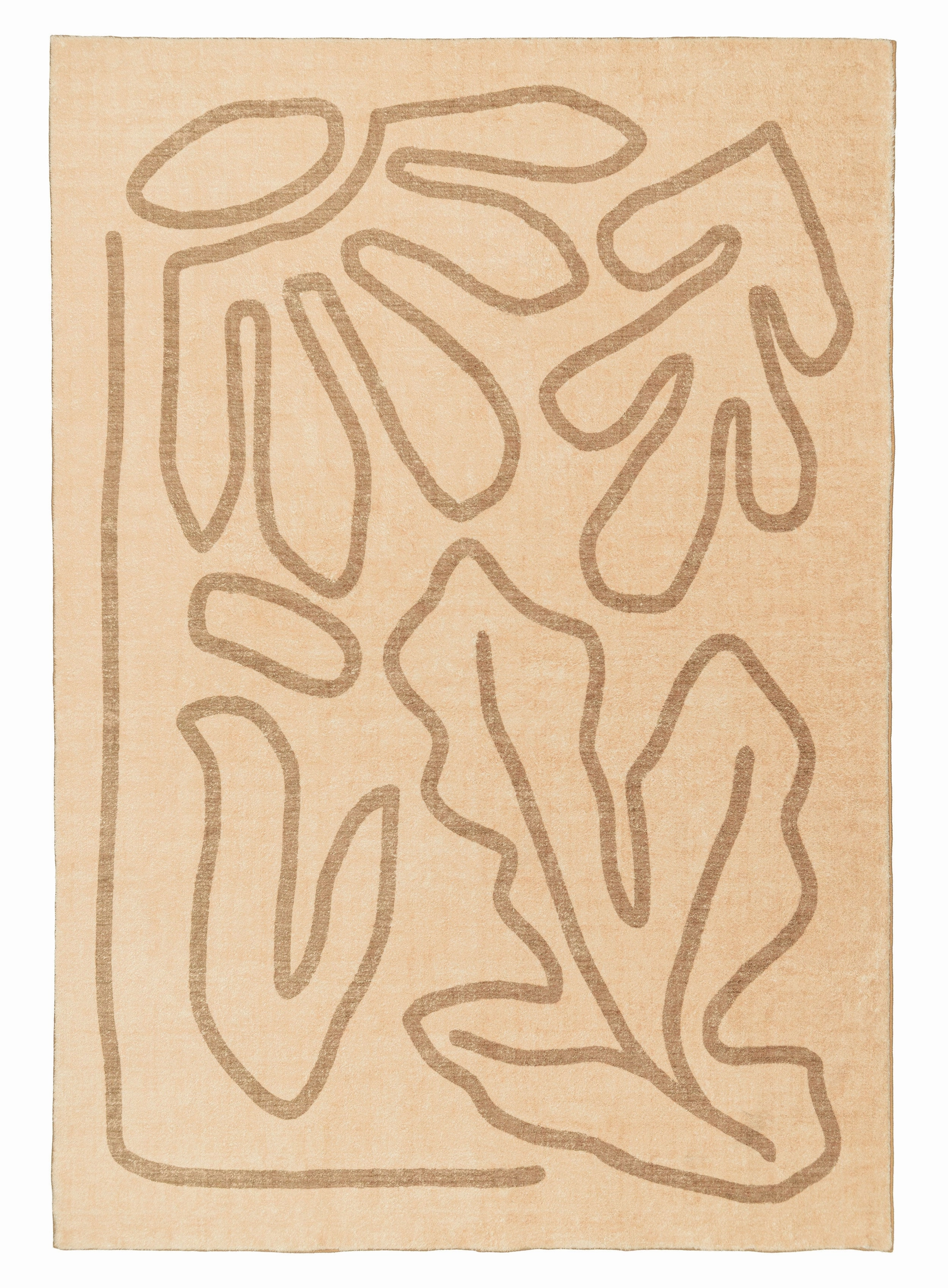 Nihal Beige Hand Drawn Washable Rugmodern color block patchwork rug