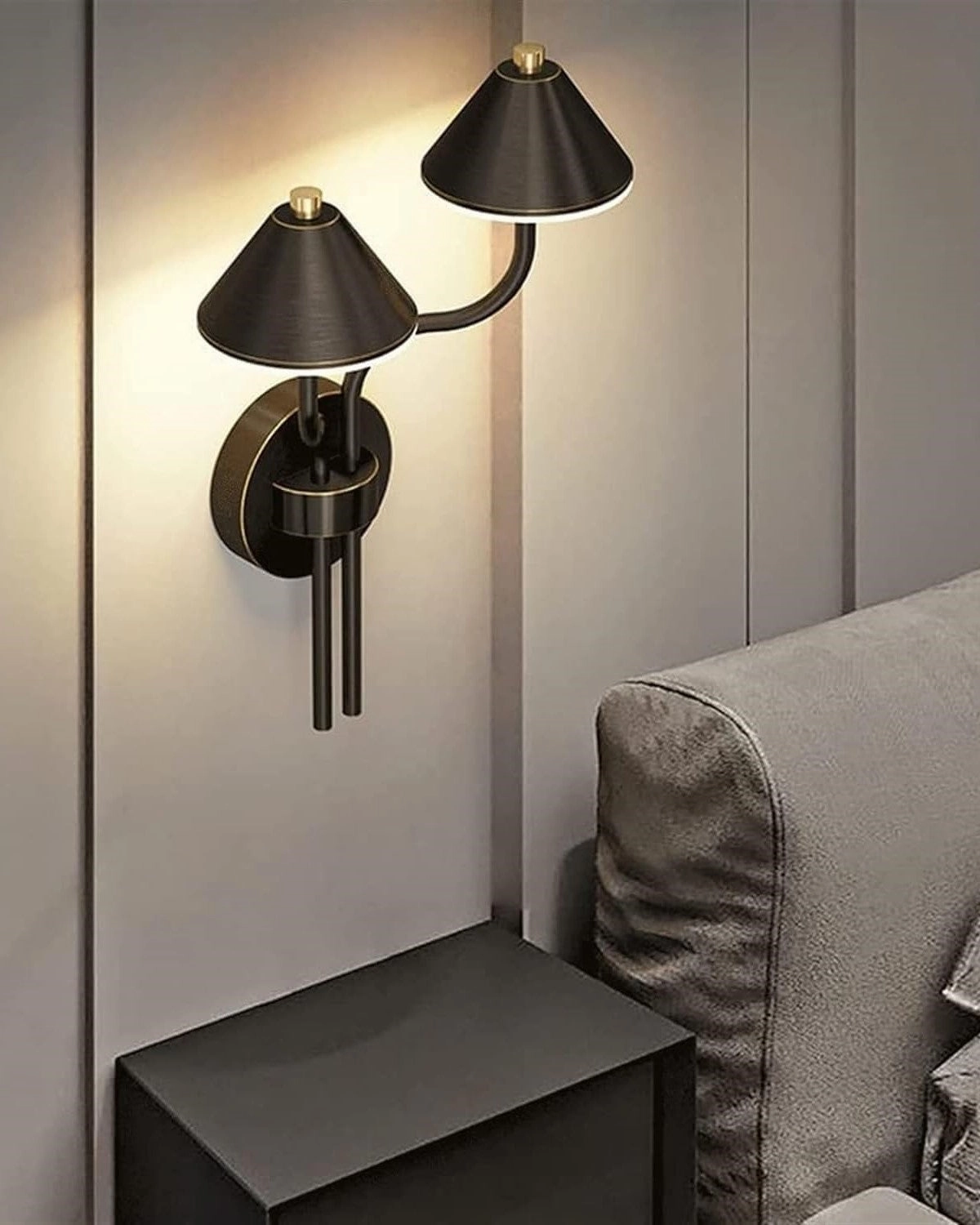 Noir Dual Arm Matte Black Wall Sconce