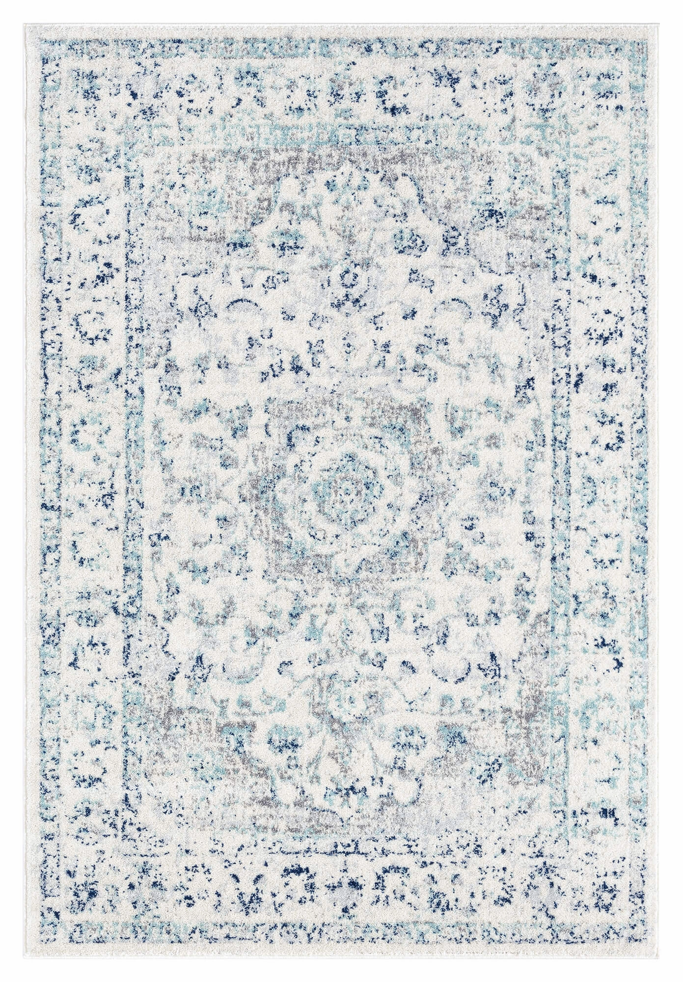 Noor Blue and Ivory Traditional Distressed Rugmodern color block patchwork rug