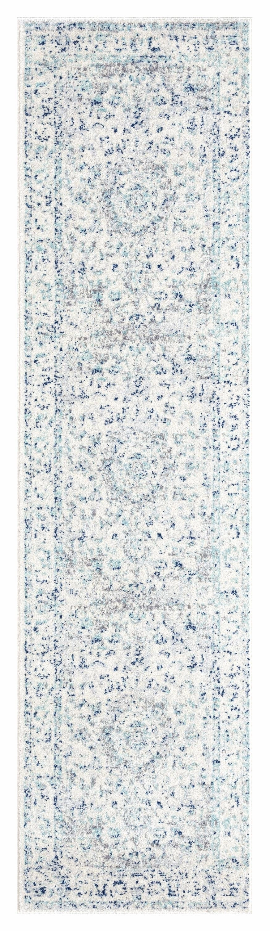 Noor Blue and Ivory Traditional Distressed Runner Rugmodern color block patchwork rug