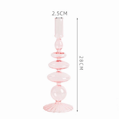Nordic Pastel Glass Candlestick Holders