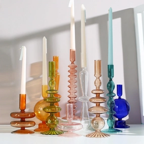 Nordic Pastel Glass Candlestick Holdershome decoration ,modern home decor 