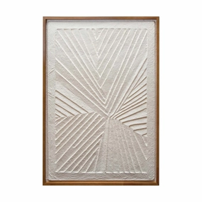 Oak Wood Framed Embossed Handmade Paper Wall Decor, Natural & Cream Colorbedding sets ,throw blankets 