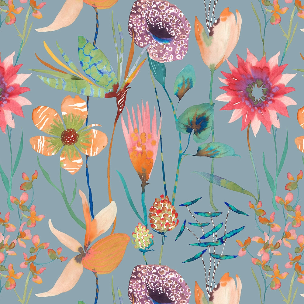 Oceania Printed Made to Measure Curtains Duck Egg