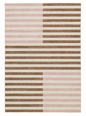 Okino Pink and Brown Washable Rugmodern color block patchwork rug