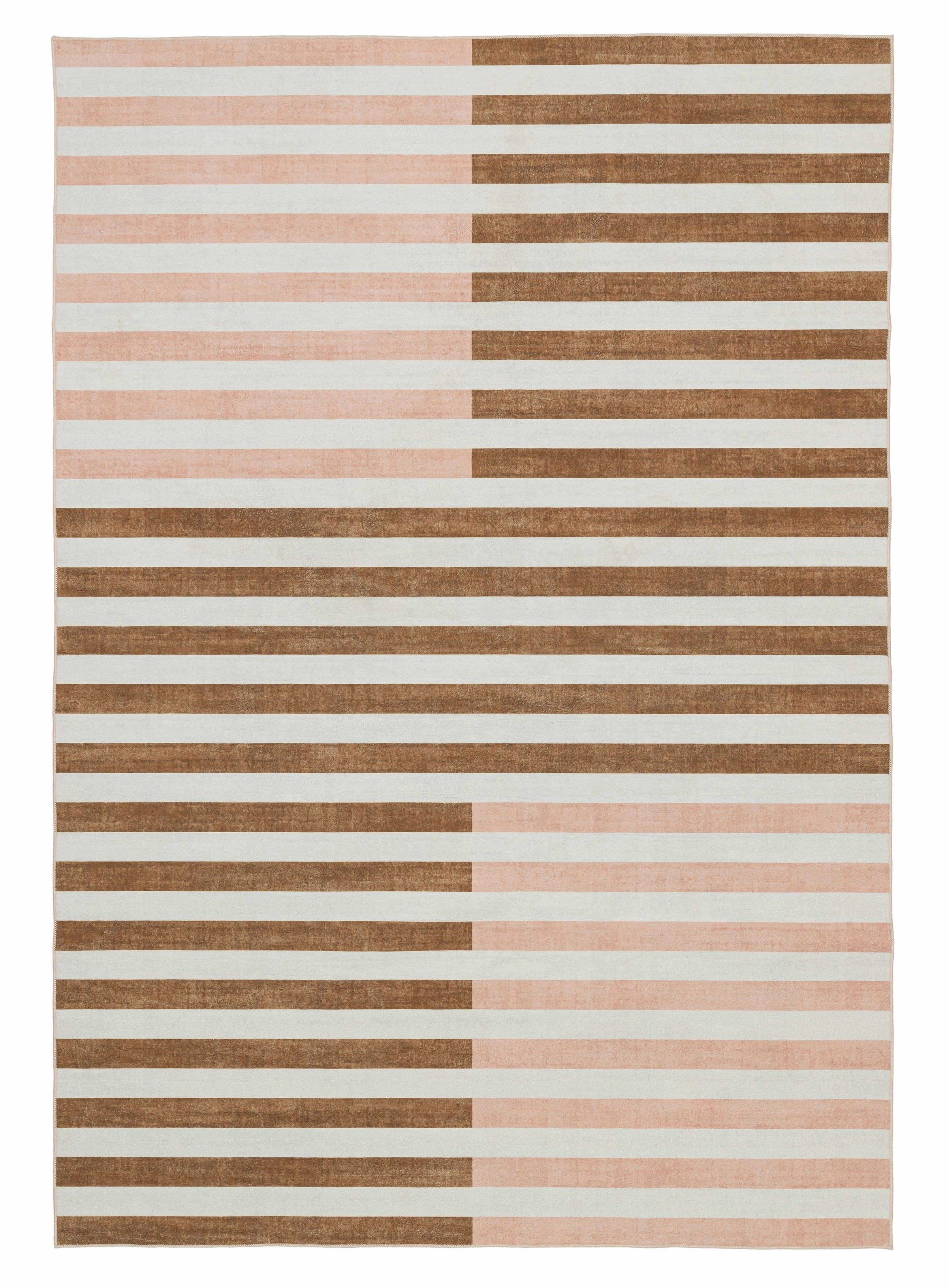 Okino Pink and Brown Washable Rugmodern color block patchwork rug
