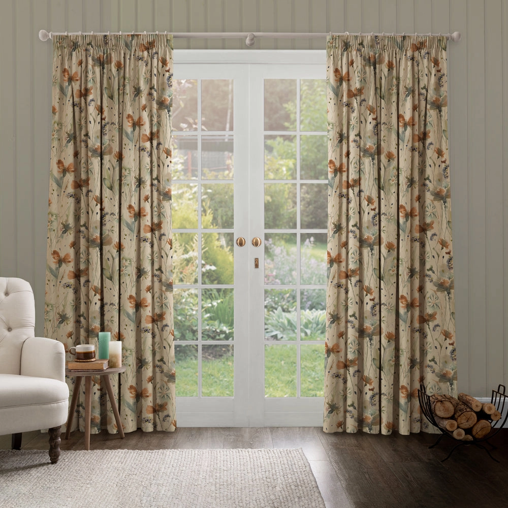 Olearia Printed Made to Measure Curtains Coral