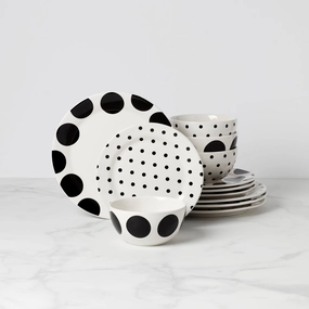 On The Dot 12-Piece Dinnerware Sethalloween party decor ,outdoor halloween decor 