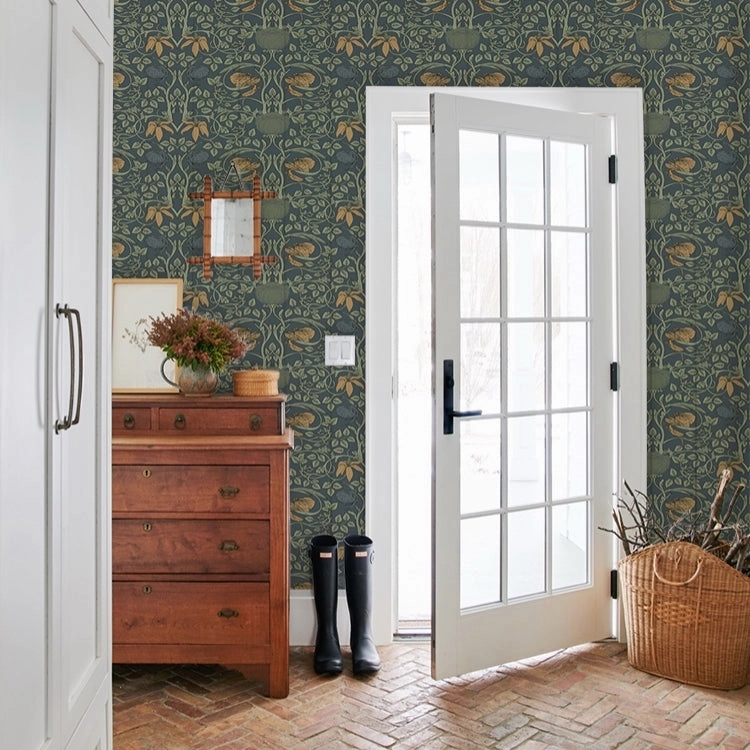 Orange and Green Floral Wall Mural