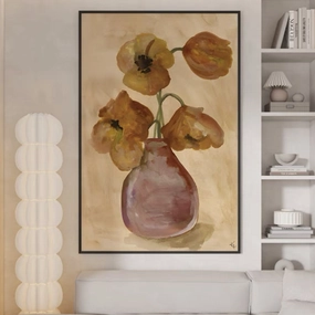 Orange Poppies Bouquet Printed Wall Art with Framenordic style wall decor