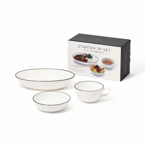 Ordi Starter 3 Piece Set Oval Whitehand-painted ceramic bowl