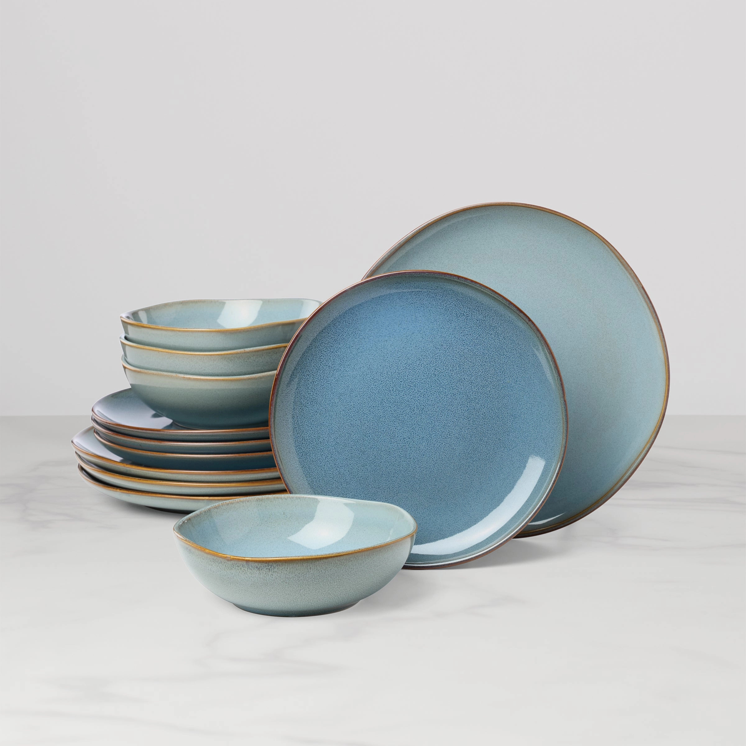 Organic Shades Blue 12-Piece Dinnerware Setsummer decor ,outdoor summer decor 