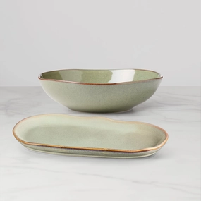 Organic Shades Green 2-Piece Serving Setafternoon tea dessert tray