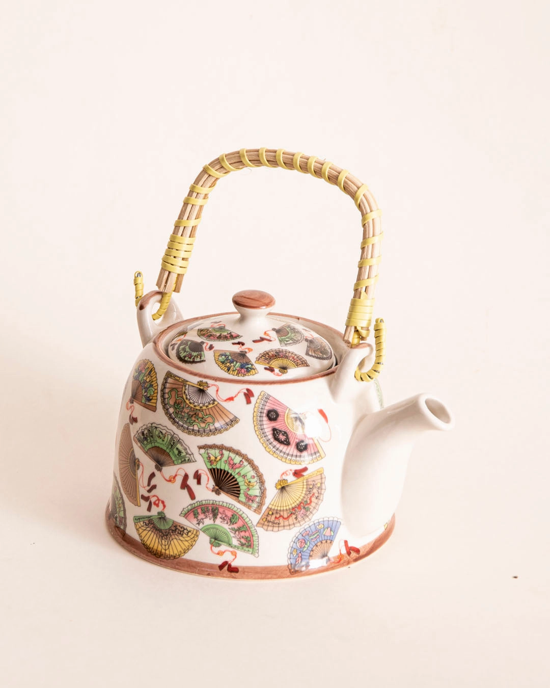 Oriental Fan Ceramic Tea Kettle