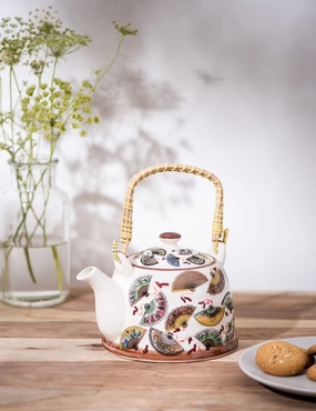 Oriental Fan Ceramic Tea Kettlemodern kitchen decor ,kitchen dinner set ,dinnerware 