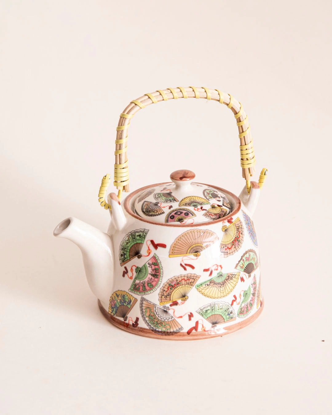 Oriental Fan Ceramic Tea Kettle