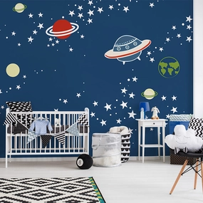Outer Space Kids Wall Muralnordic style wall decor