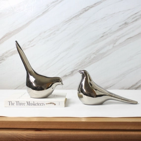 Pair of Silver Sparrowshome decoration ,modern home decor 