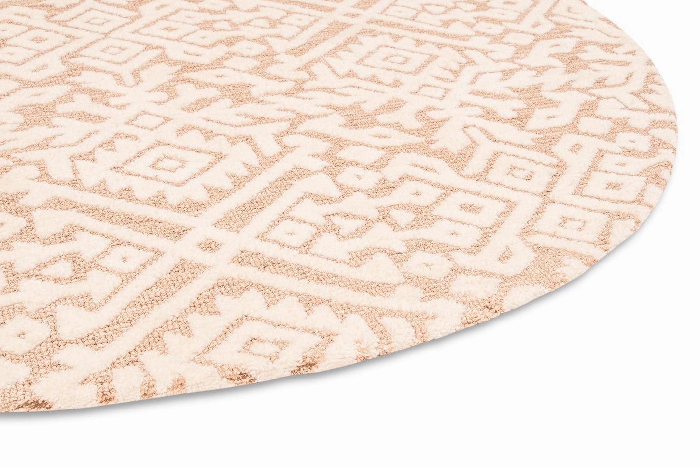 Paloma Peach and Ivory Tribal Patterned Round Rug *NO RETURNS UNLESS FAULTY