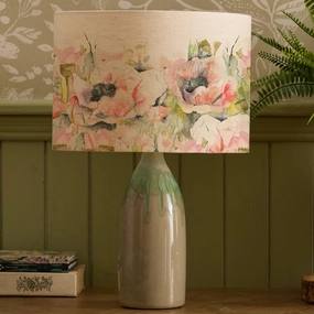 Papavera Eva & Narvi Complete Table Lamp Jade/Sweetpeareplacement lampshade,White Linen Drum Lampshade for Table or Floor Lamp