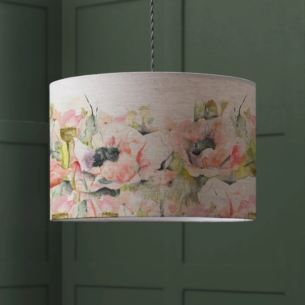 Papavera Eva Lamp Shade Sweetpeareplacement lampshade,White Linen Drum Lampshade for Table or Floor Lamp