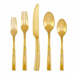 Paris Hammered Gold Titanium 20 Piece Flatware Setsummer decor ,outdoor summer decor 