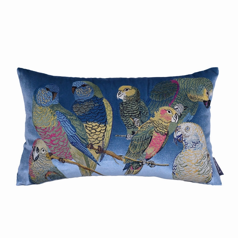 Parrot Embroidered Throw Cushion