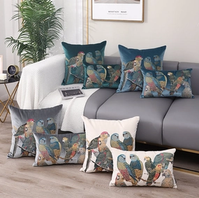 Parrot Embroidered Throw Cushionhome decoration ,modern home decor 