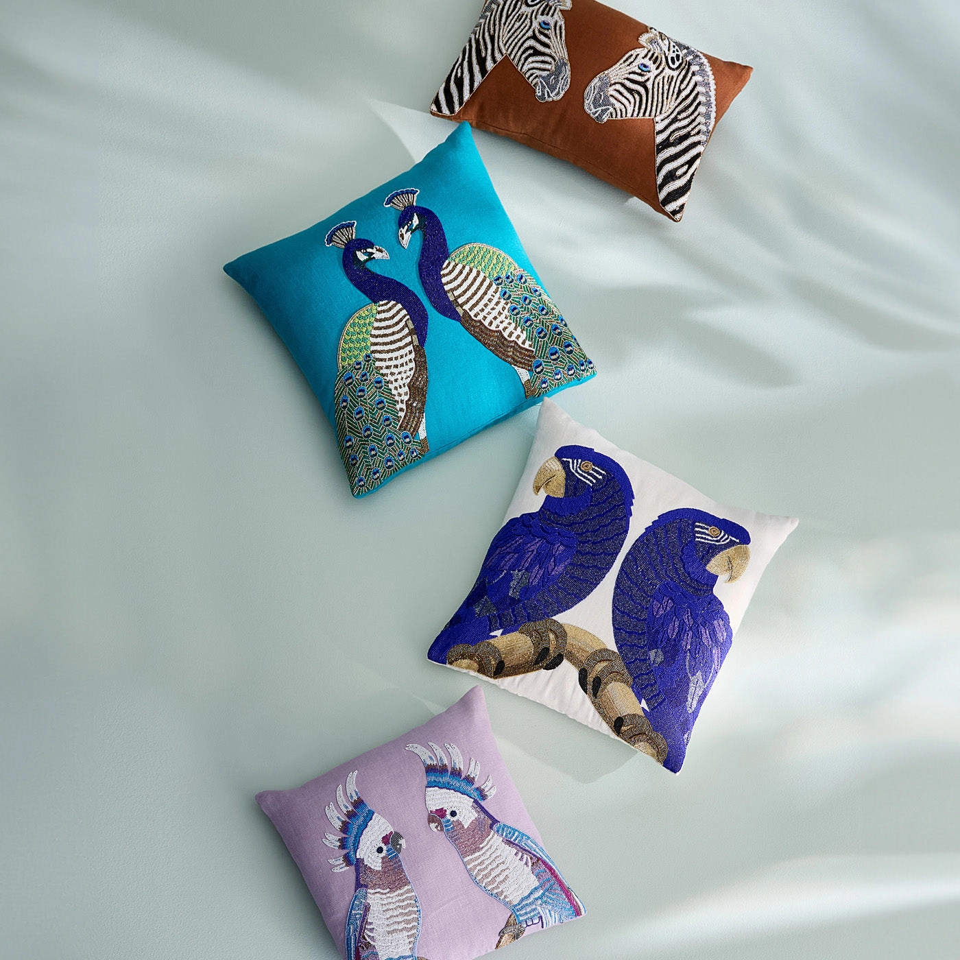 Parrots Beaded Pillow