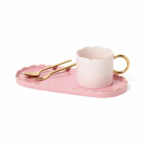 Pastel Scallop Mug & Plate  Pinkglass cups ,personalized mugs 