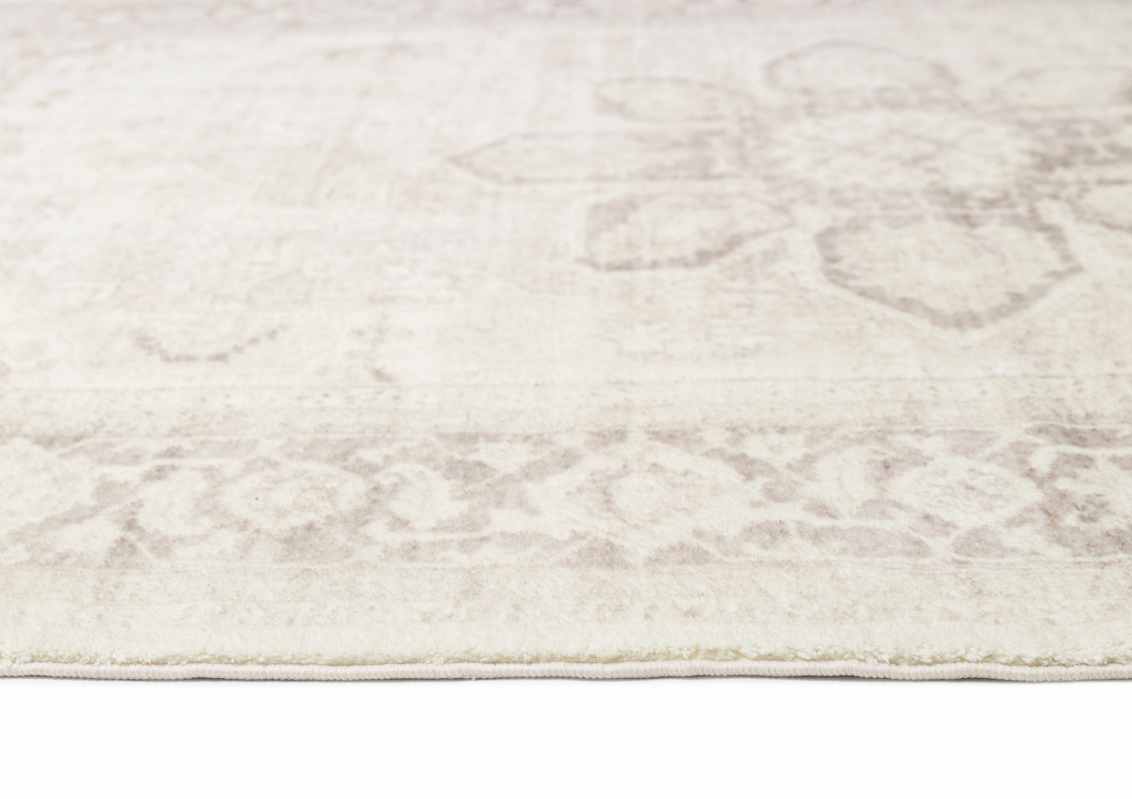 Patina Cream and Beige Distressed Washable Rug