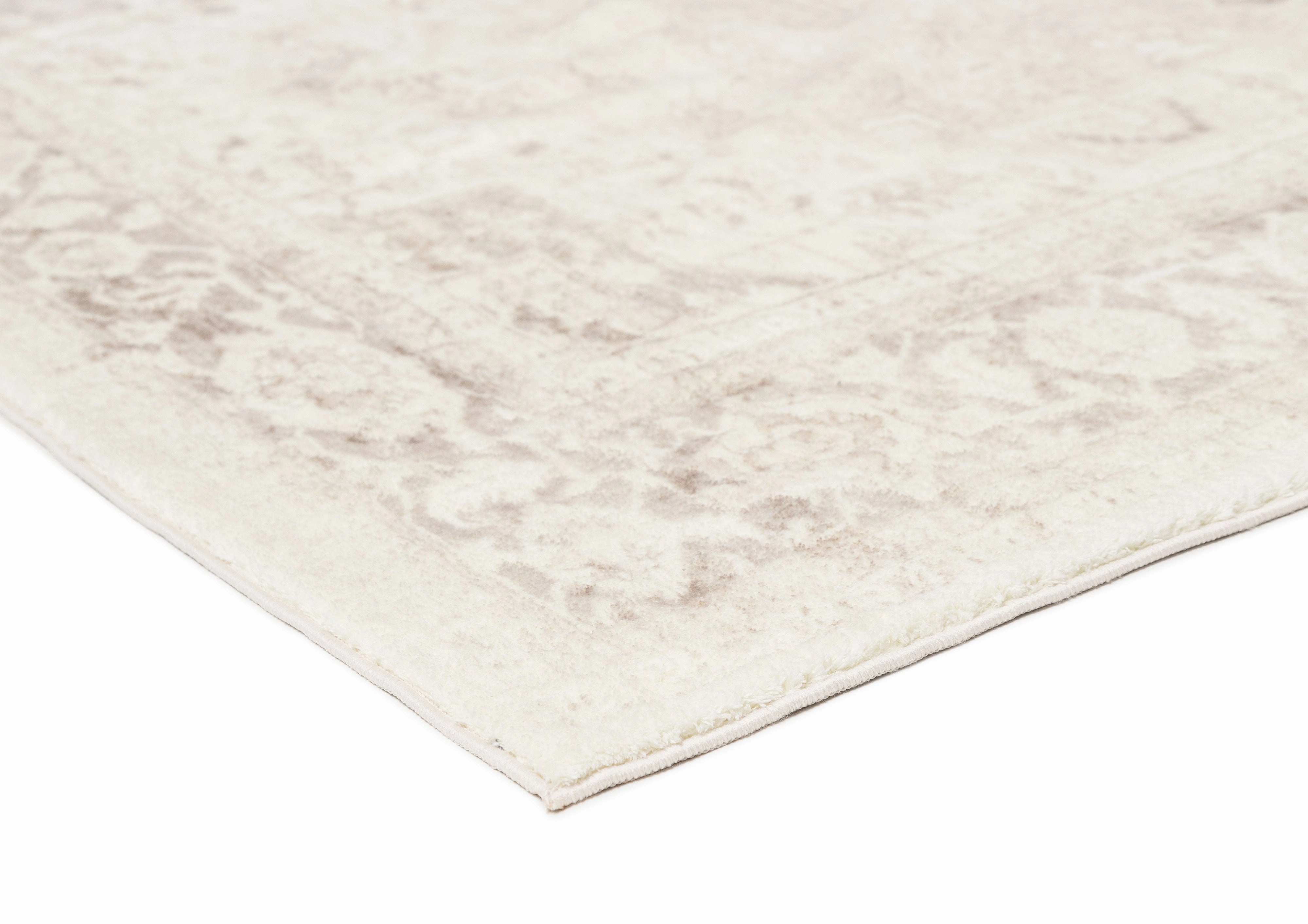 Patina Cream and Beige Distressed Washable Rug