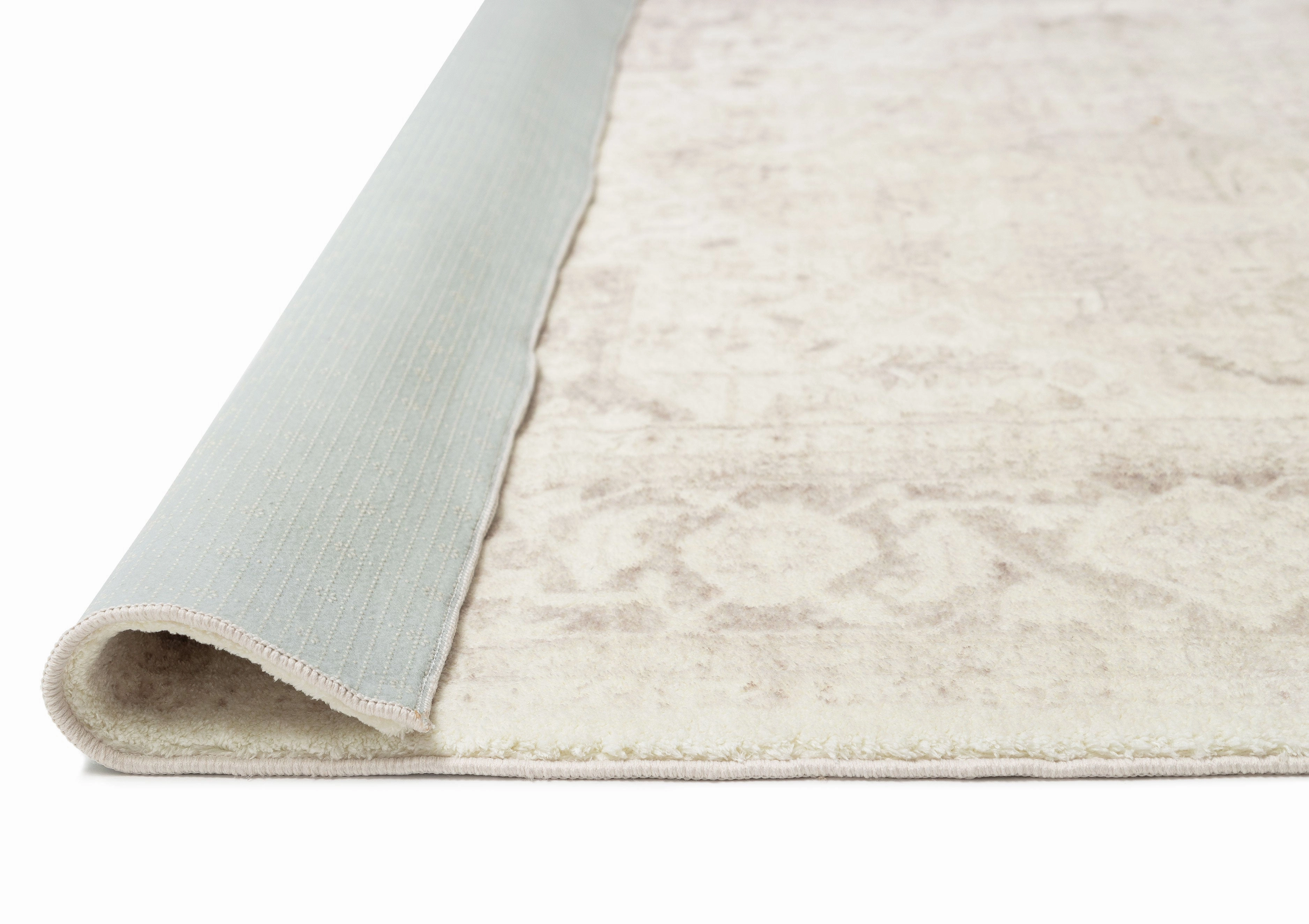 Patina Cream and Beige Distressed Washable Rug