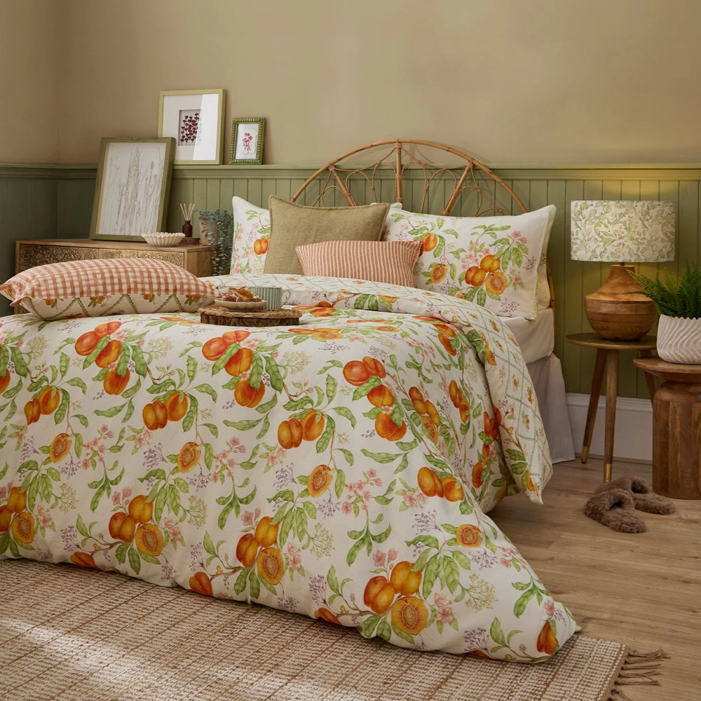 Peach Harvest Printed Duvet Cover Set Orangebedding sets ,throw blankets 