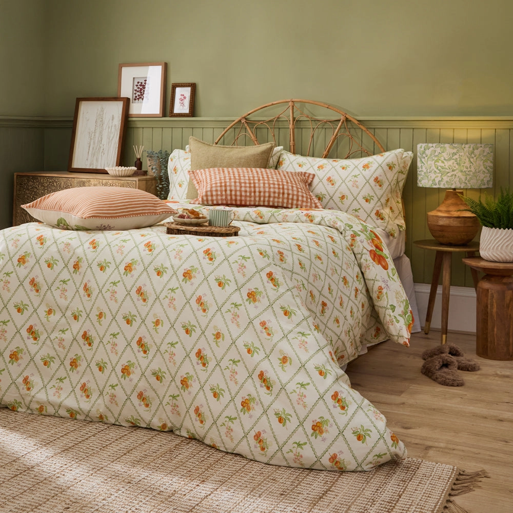Peach Harvest Printed Duvet Cover Set Orange