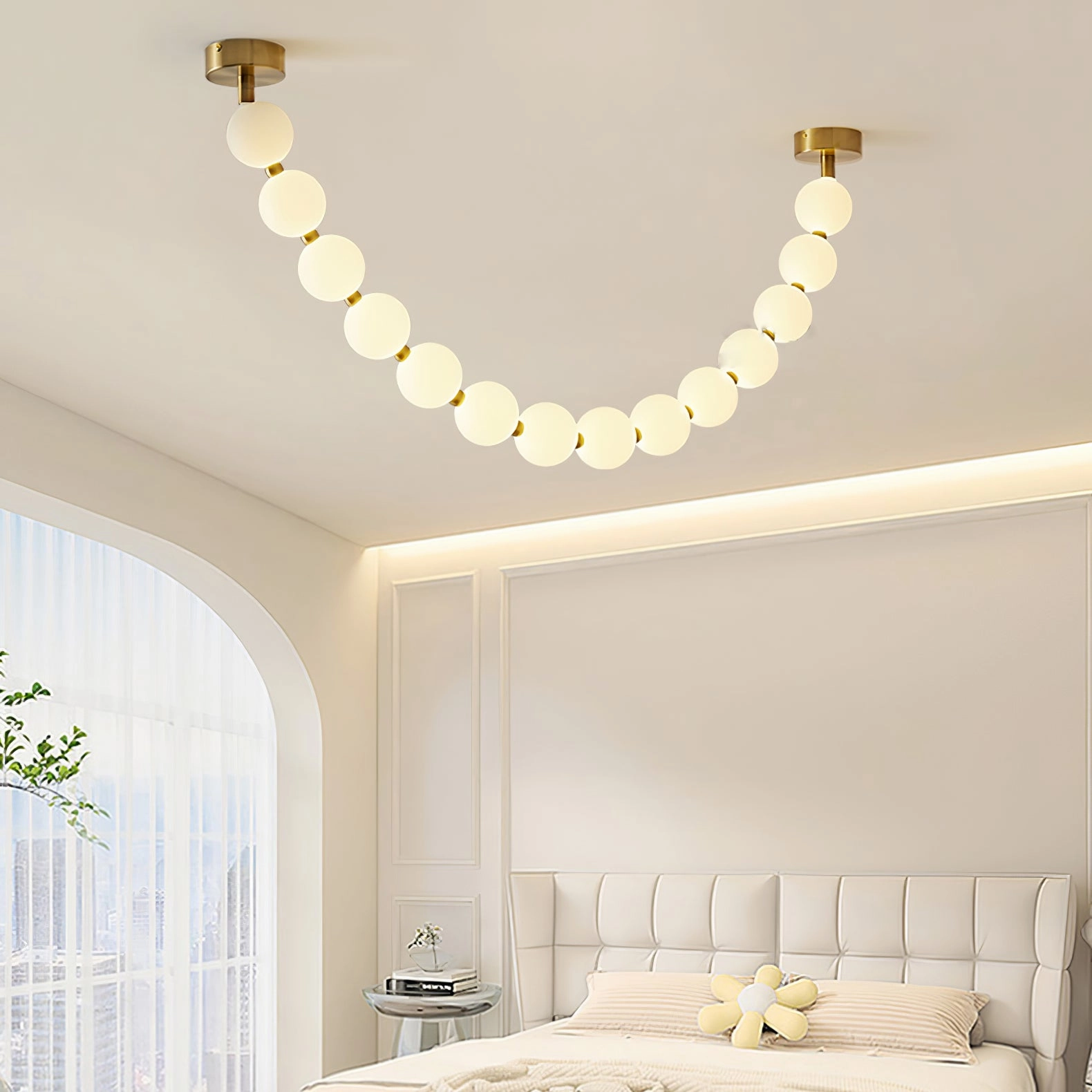 Pearl Glass Necklace Balls Chandelier