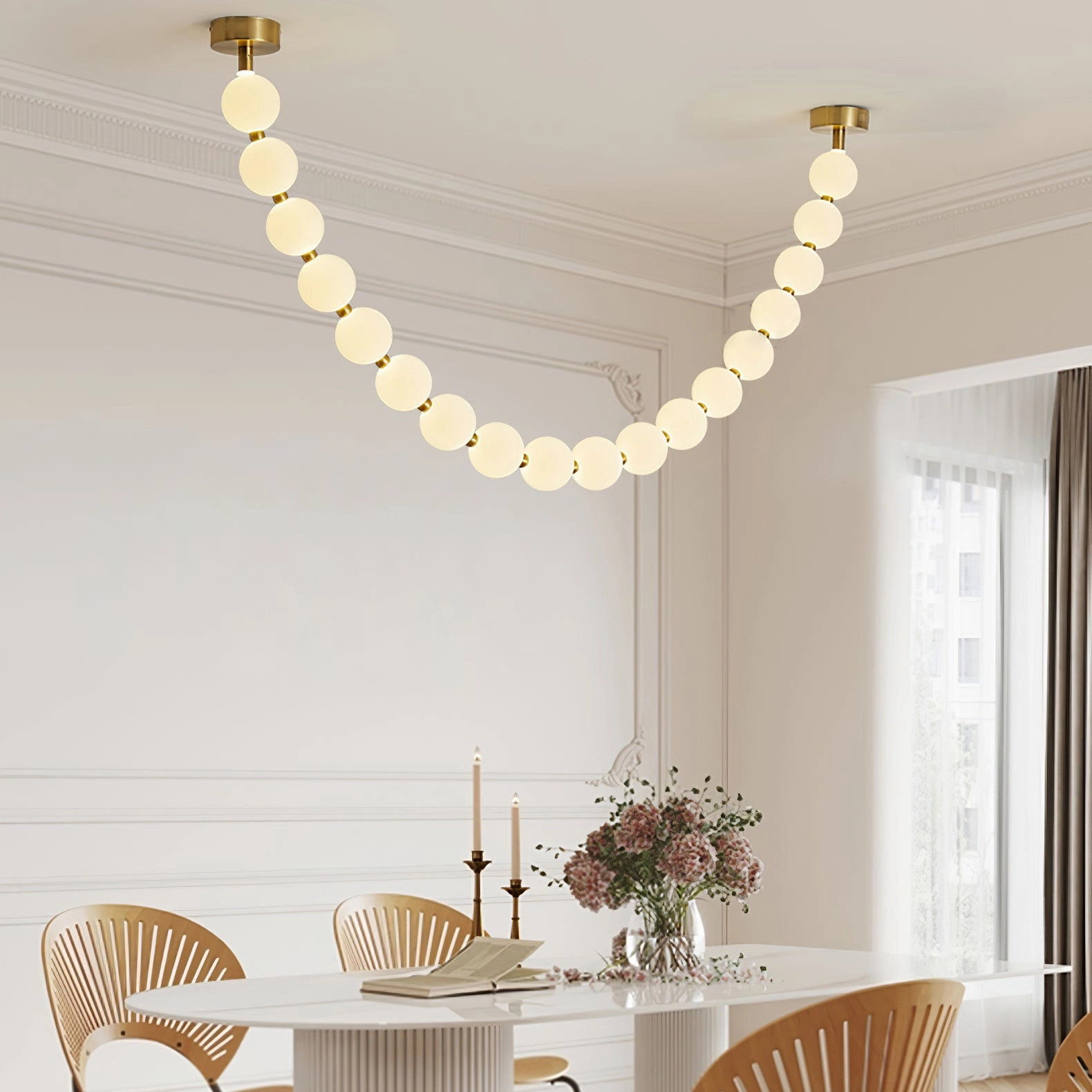 Pearl Glass Necklace Balls Chandelier