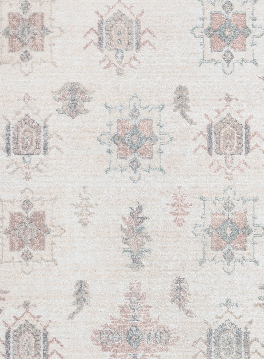 Pebblebrook Cream and Pink Traditional Rug